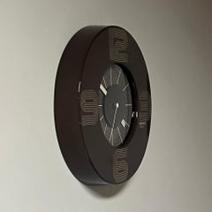 Iconic Design Clock Kienzle West Germany Design in Glossy Brown Metal, 1970s