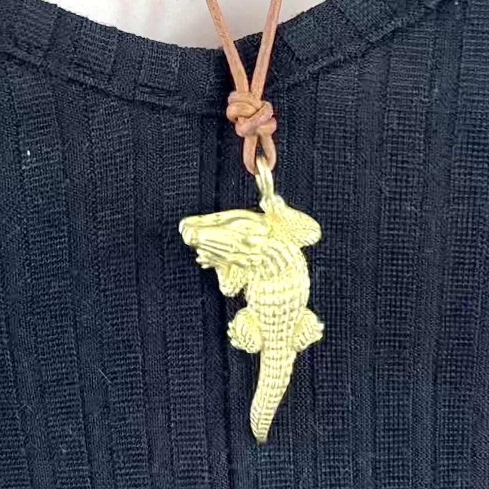 Alligator-Halskette, Kieselstein Cord 18 Karat Gold Lederkordel für Damen oder Herren