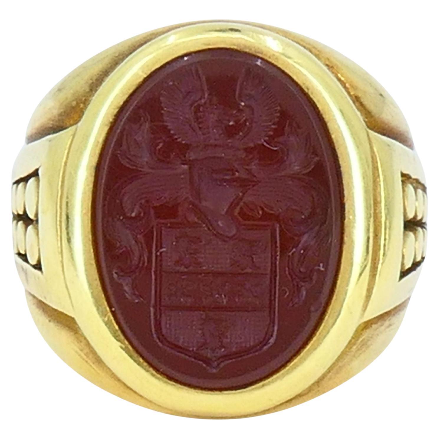 Anello KIESELSTEIN-CORD d
oro 18 carati con incisione di corniola in vendita