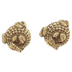 Vintage Kieselstein Cord Alligator 18k Stud Earrings