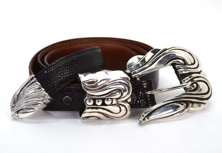 Vintage Kieselstein-Cord Black Lizard Belt with Sterling  display picture 2
