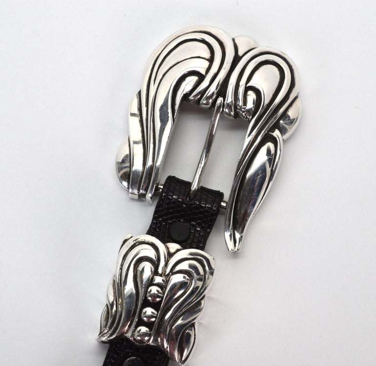 Vintage Kieselstein-Cord Black Lizard Belt with Sterling  display picture 3