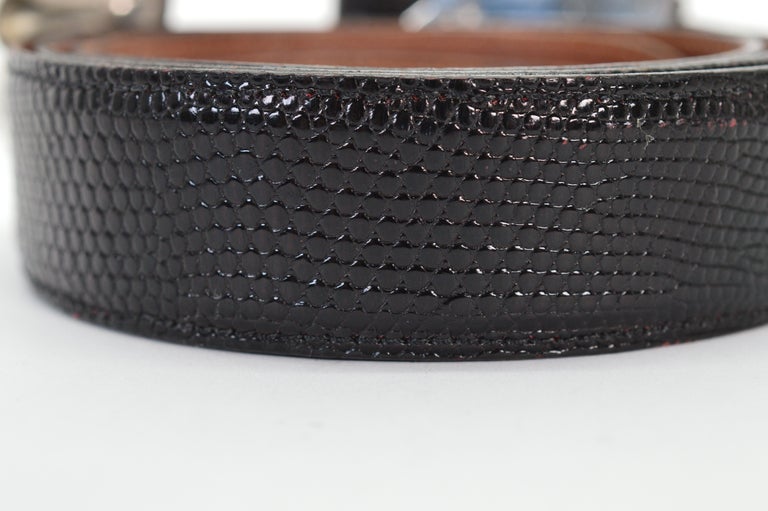 Barry Kieselstein-Cord size 34 Black Skinny Lizard Belt STERLING SILVER Buckle Kieselstein Cord Lizard Belt main image 3