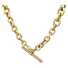 Vintage Kieselstein-Cord Diamond 18 Karat Gold Graduated Link Toggle Necklace