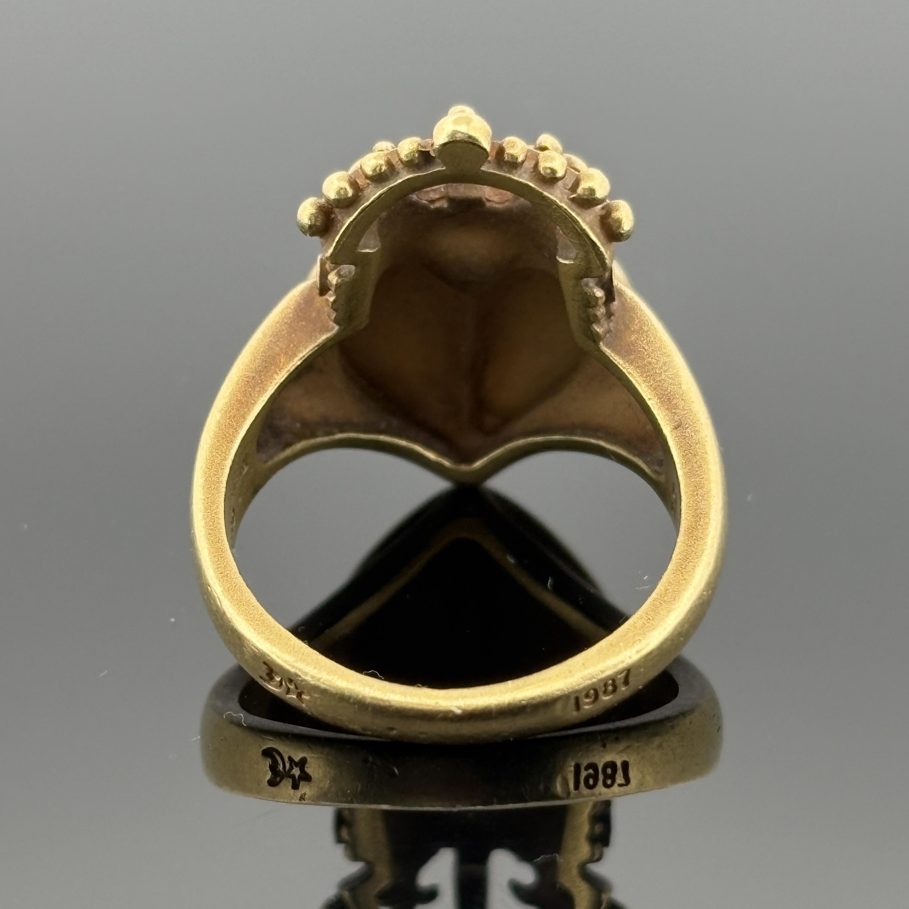 Anello cuore Kieselstein Corde d'epoca in oro giallo 18k con accenti di diamanti In condizioni discrete in vendita a Orlando, FL