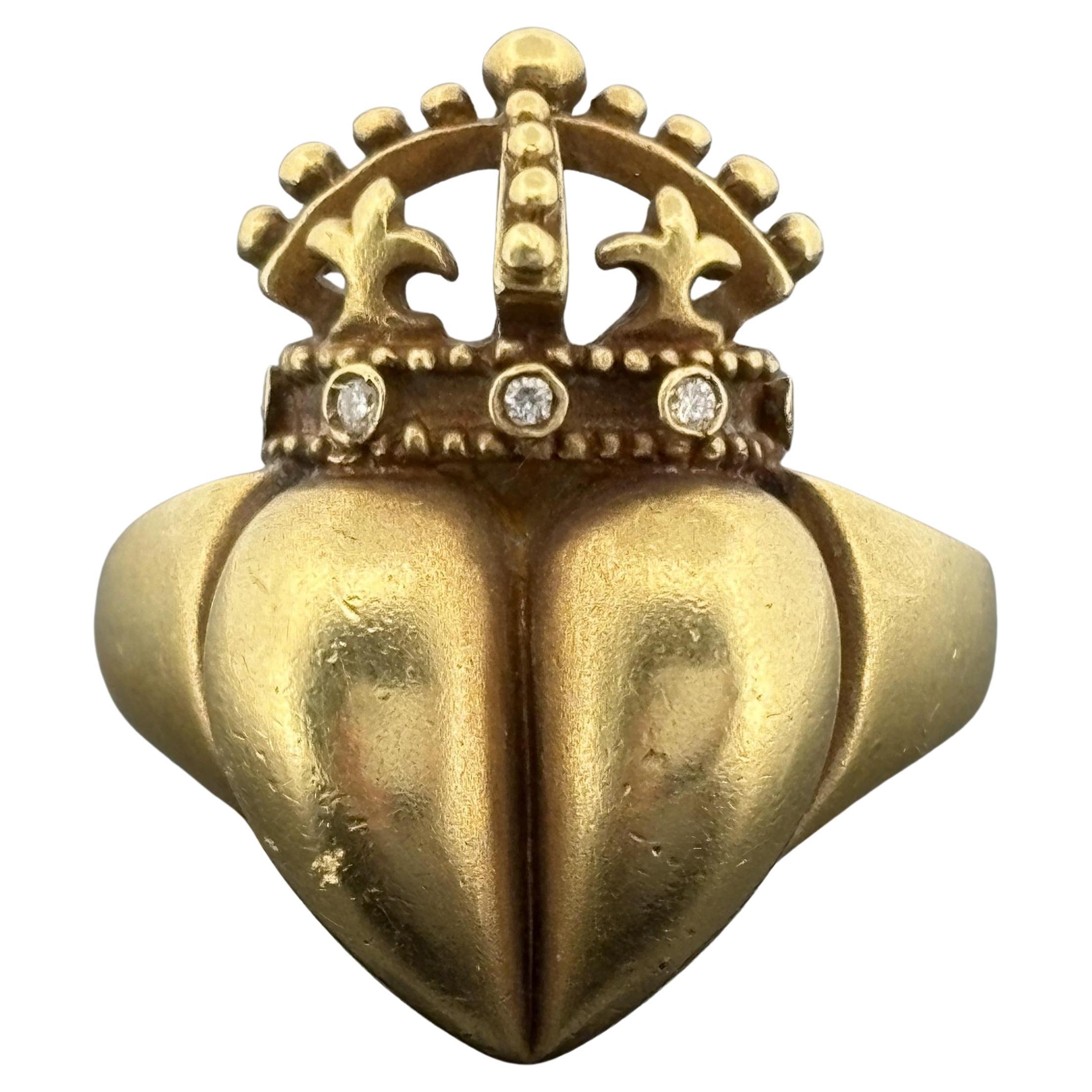 Anello cuore Kieselstein Corde d'epoca in oro giallo 18k con accenti di diamanti in vendita