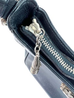 Vintage Kieselstein-Cord Navy Leather and Sterling Silver Shoulder Small Bag