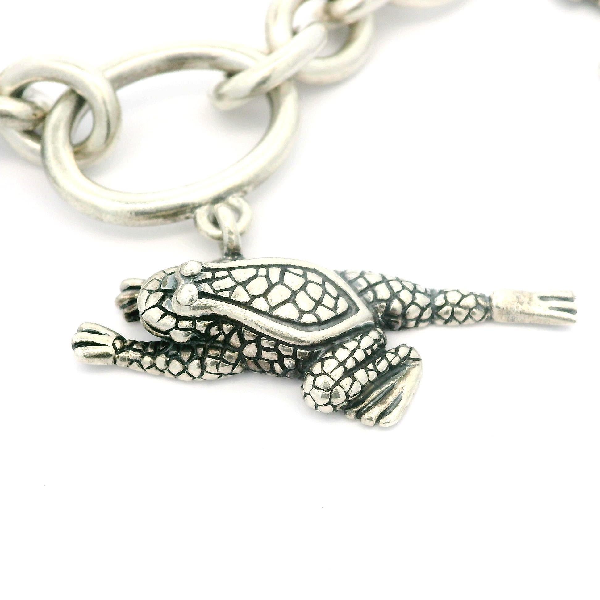 KIESELSTEIN-CORD Bracciale in argento sterling con coccodrillo e tartaruga e rana in vendita 1