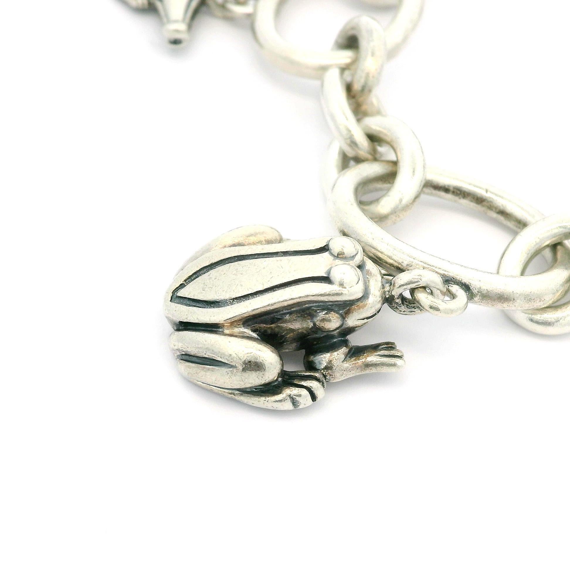 KIESELSTEIN-CORD Bracciale in argento sterling con coccodrillo e tartaruga e rana in vendita 2