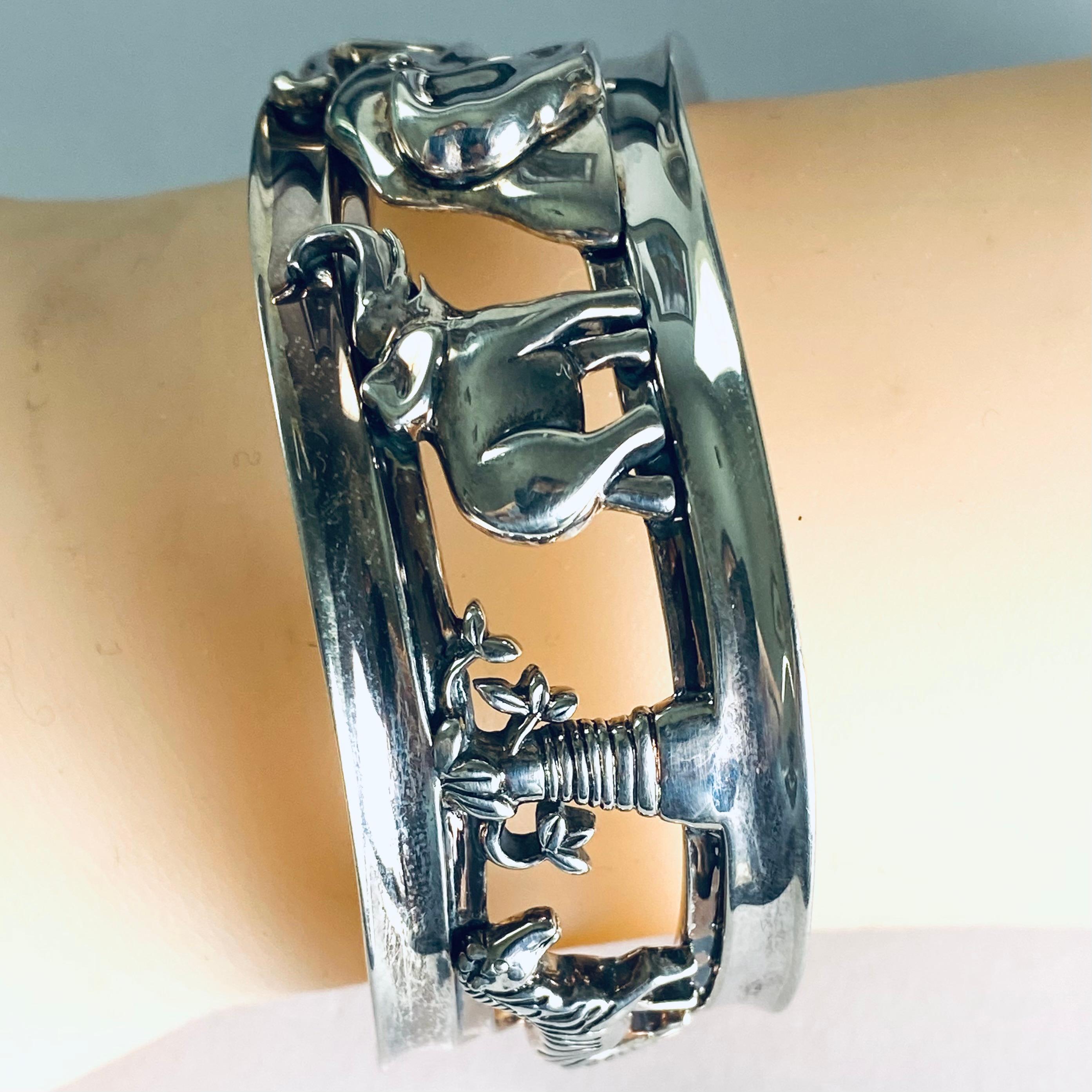 KIESELSTEIN-CORD Bracciale d'argento con elefante d'annata in vendita 4