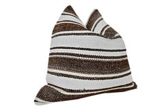 Cojín Tribal Vintage Kilim Bereber / Raya Natural y Espresso