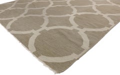 Vintage Kilim Circle Trellis Rug with Geometric Pattern and Transitional Style