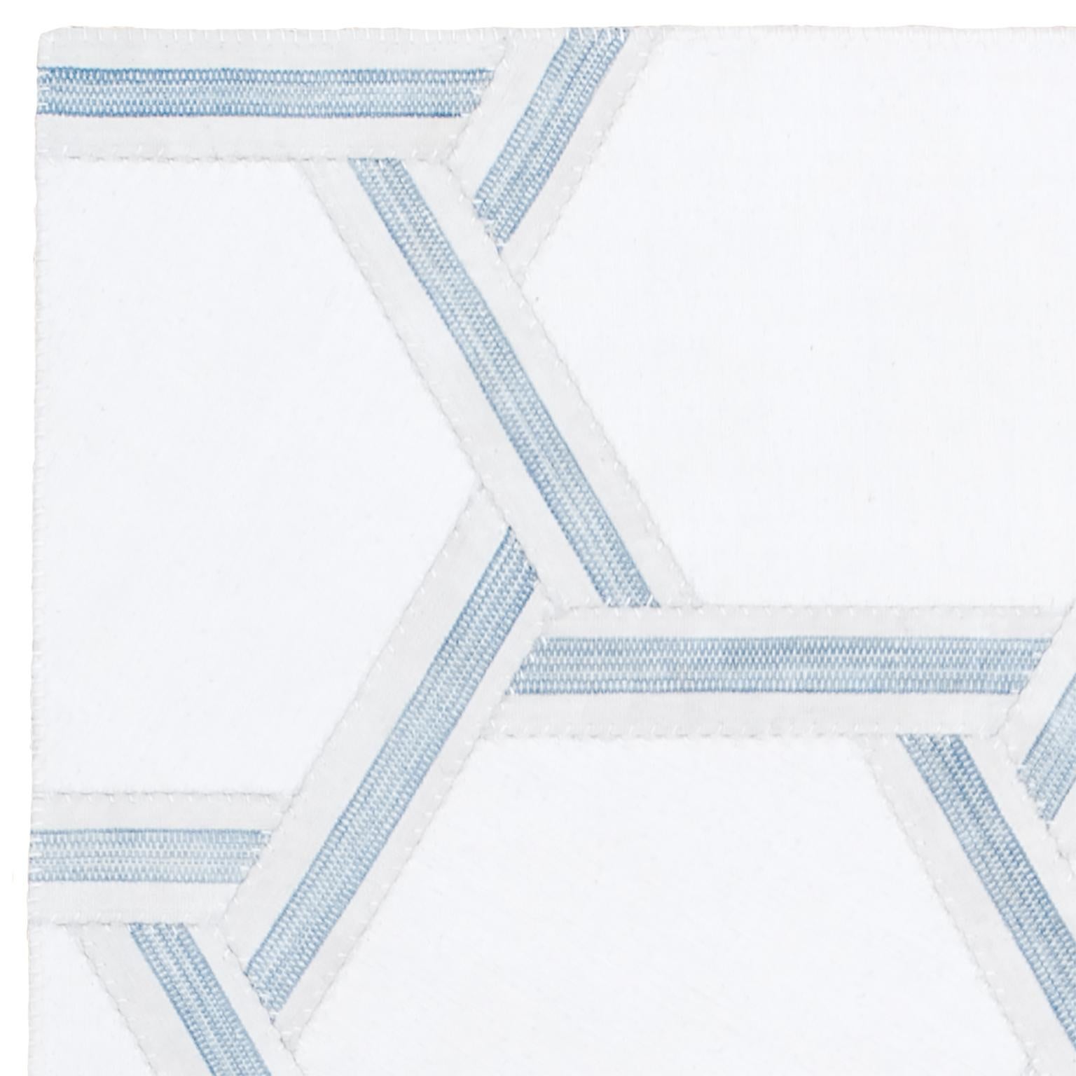 Vintage Kilim Composition composed of Persian panels circa 1940

SPINNING STAR Design. Turkish panels: white (100% cotton, textured), white and blue (linen & cotton).