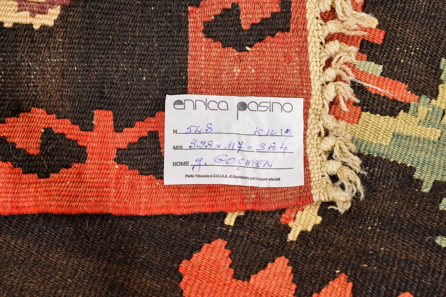 Hand-Knotted  Kilim Vintage Gallery from Turkey or Balkan