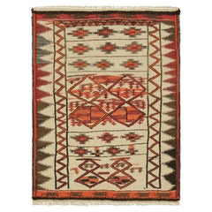 Vintage Kilim in Beige-Brown, Orange & Red Geometric Patterns, from Rug & Kilim