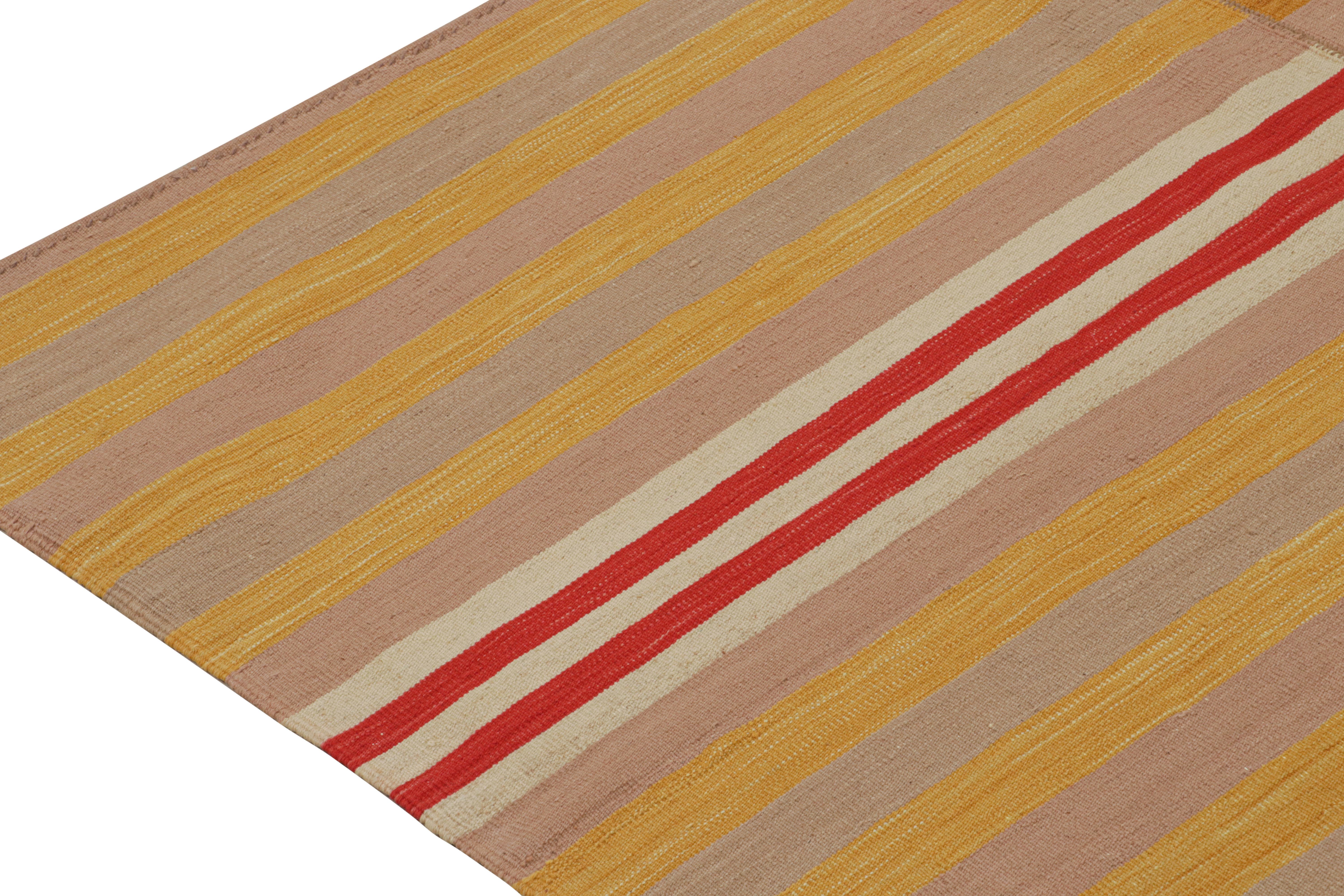 Vintage Kilim in Beige, Gold and Red Stripes In Good Condition In Long Island City, NY