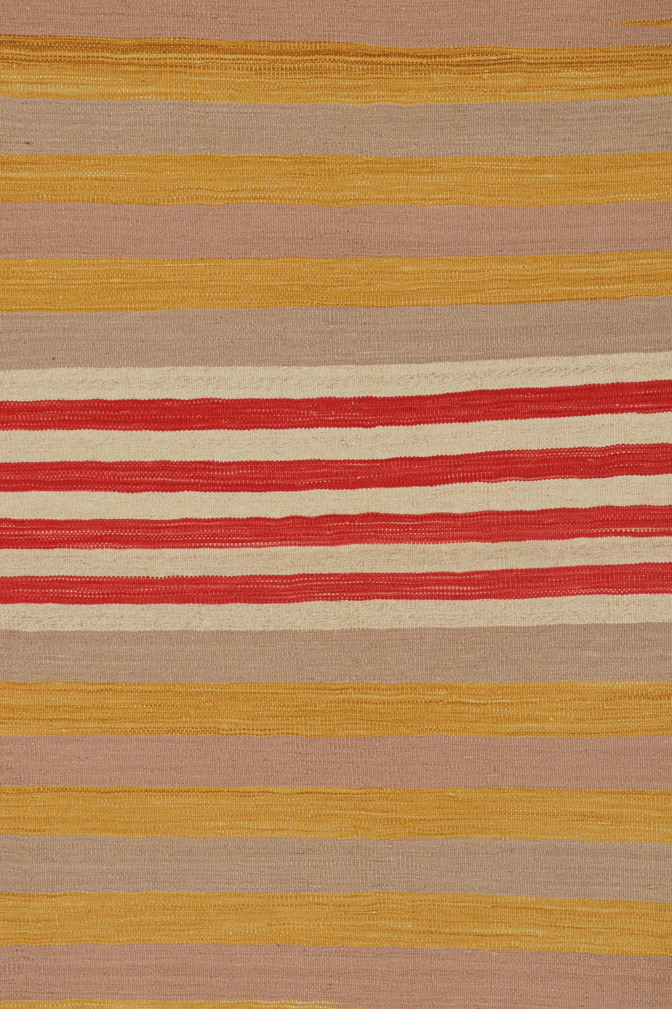 Mid-20th Century Vintage Kilim in Beige, Gold and Red Stripes