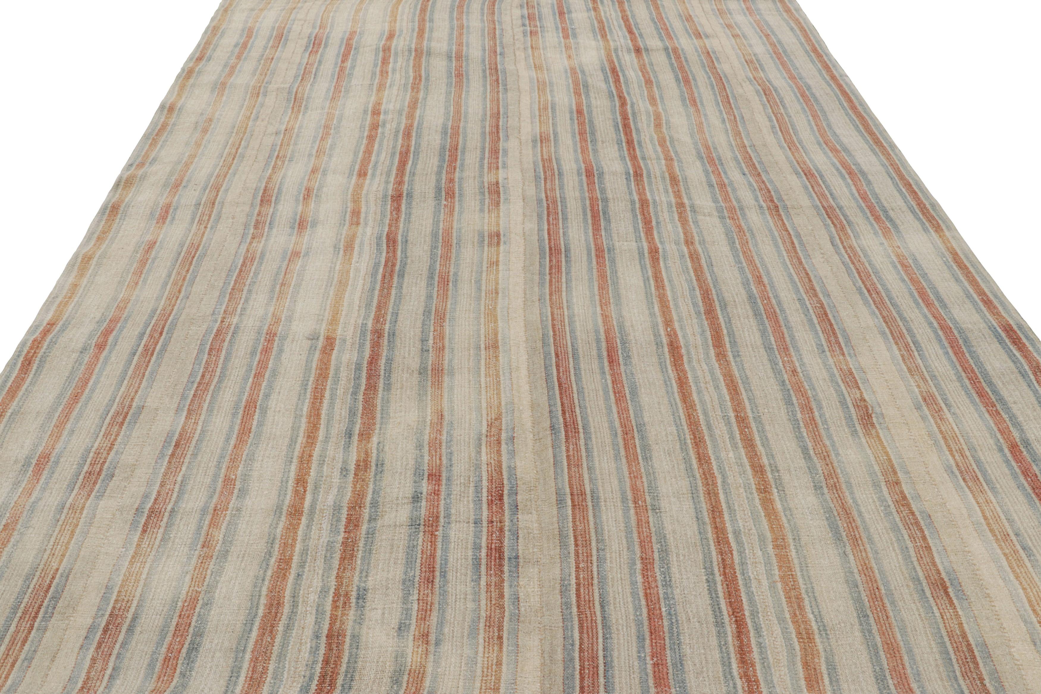 Vintage-Kelim in Beige mit rosa und blauen Streifen  Rug & Kilim (Handgewebt) im Angebot