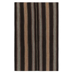Vintage Kilim in Brown, Beige and Grey Stripes with Red Accents by Rug & Kilim