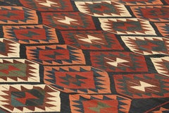 Vintage Kilim in Dark Blue with Geometric Patterns, from Rug & Kilim