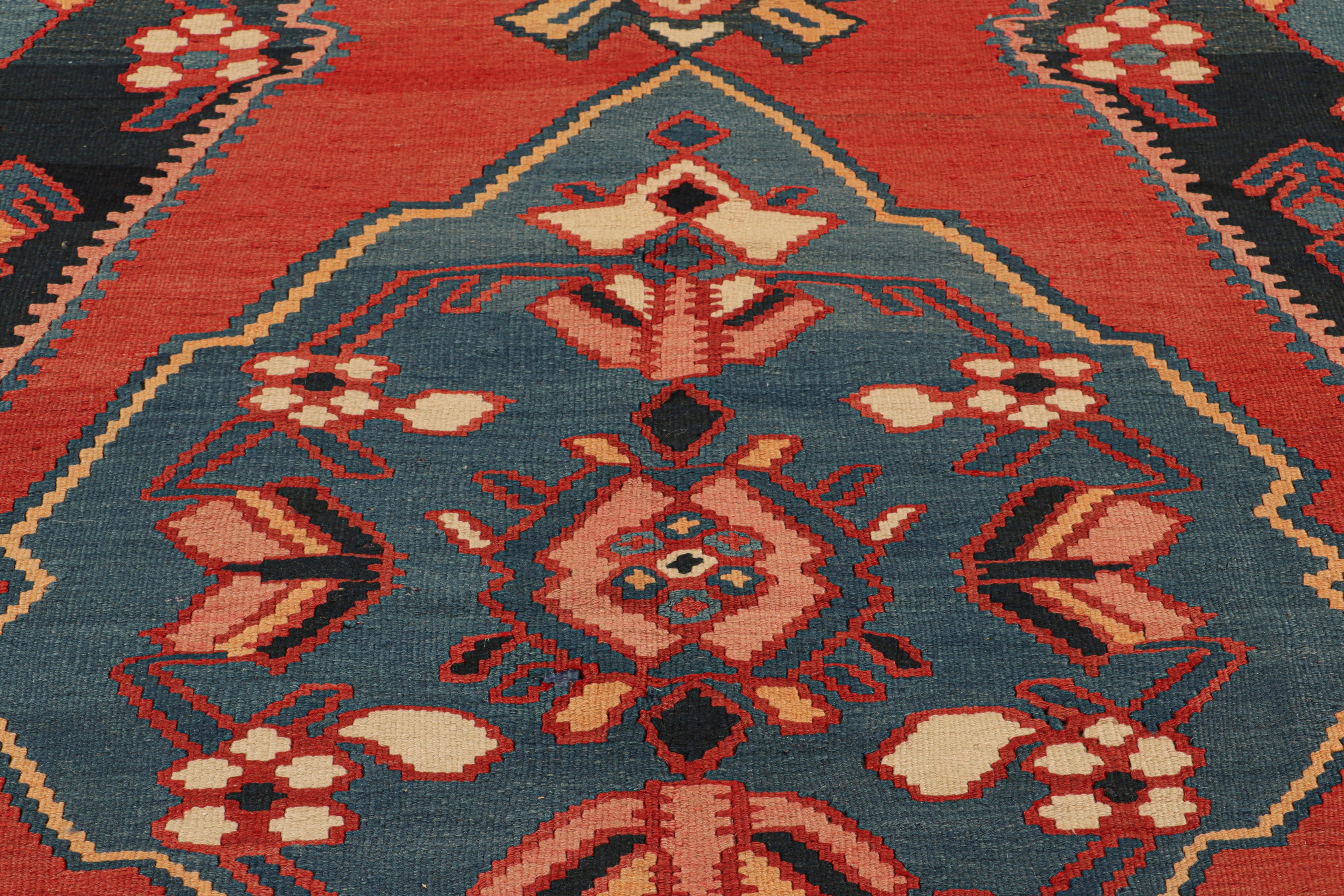 Turkish Vintage Kilim in Red with Navy Blue Geometric Medallion, from Rug & Kilim For Sale