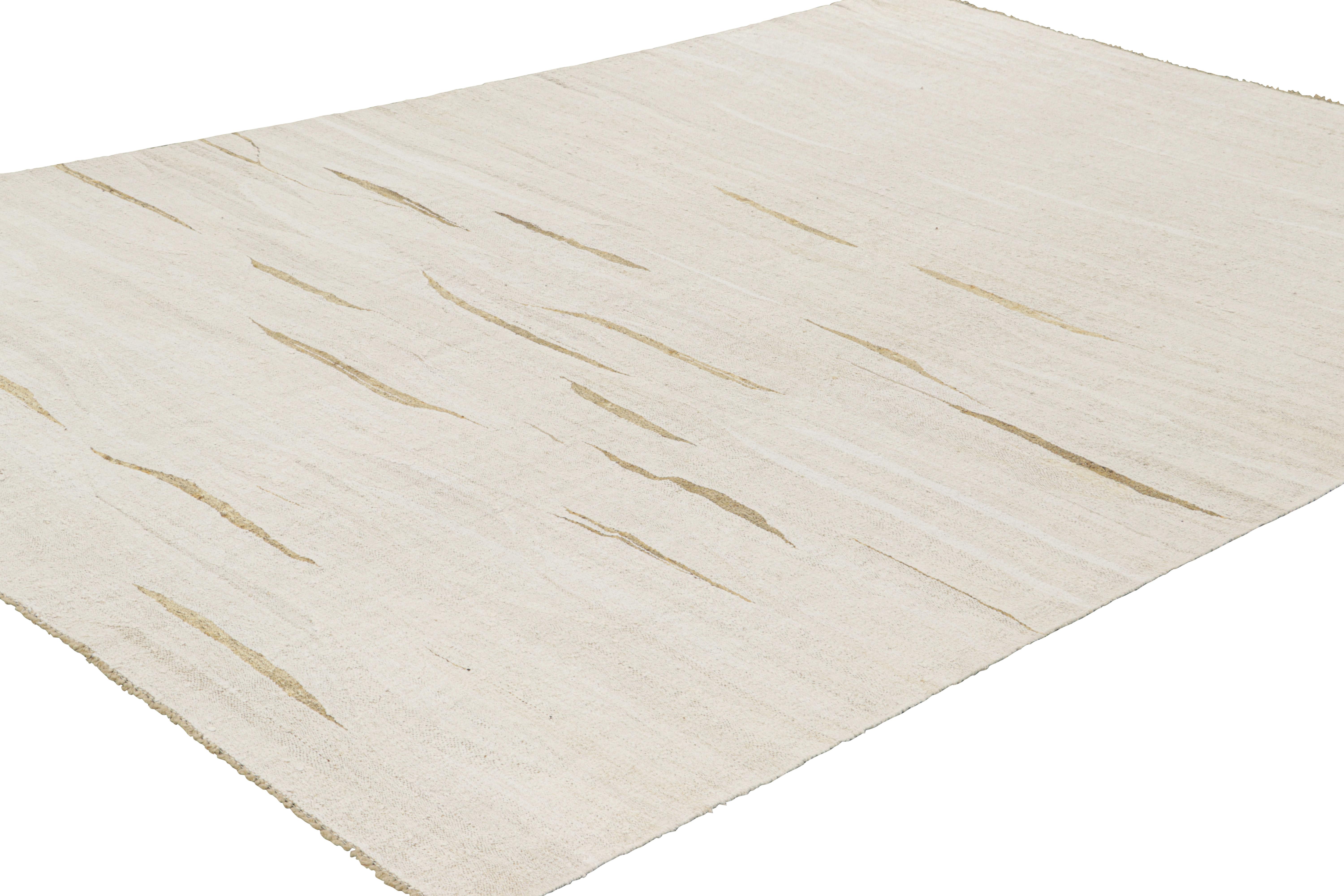 Hand-Woven Vintage Kilim in White and Beige Tones from Rug & Kilim For Sale