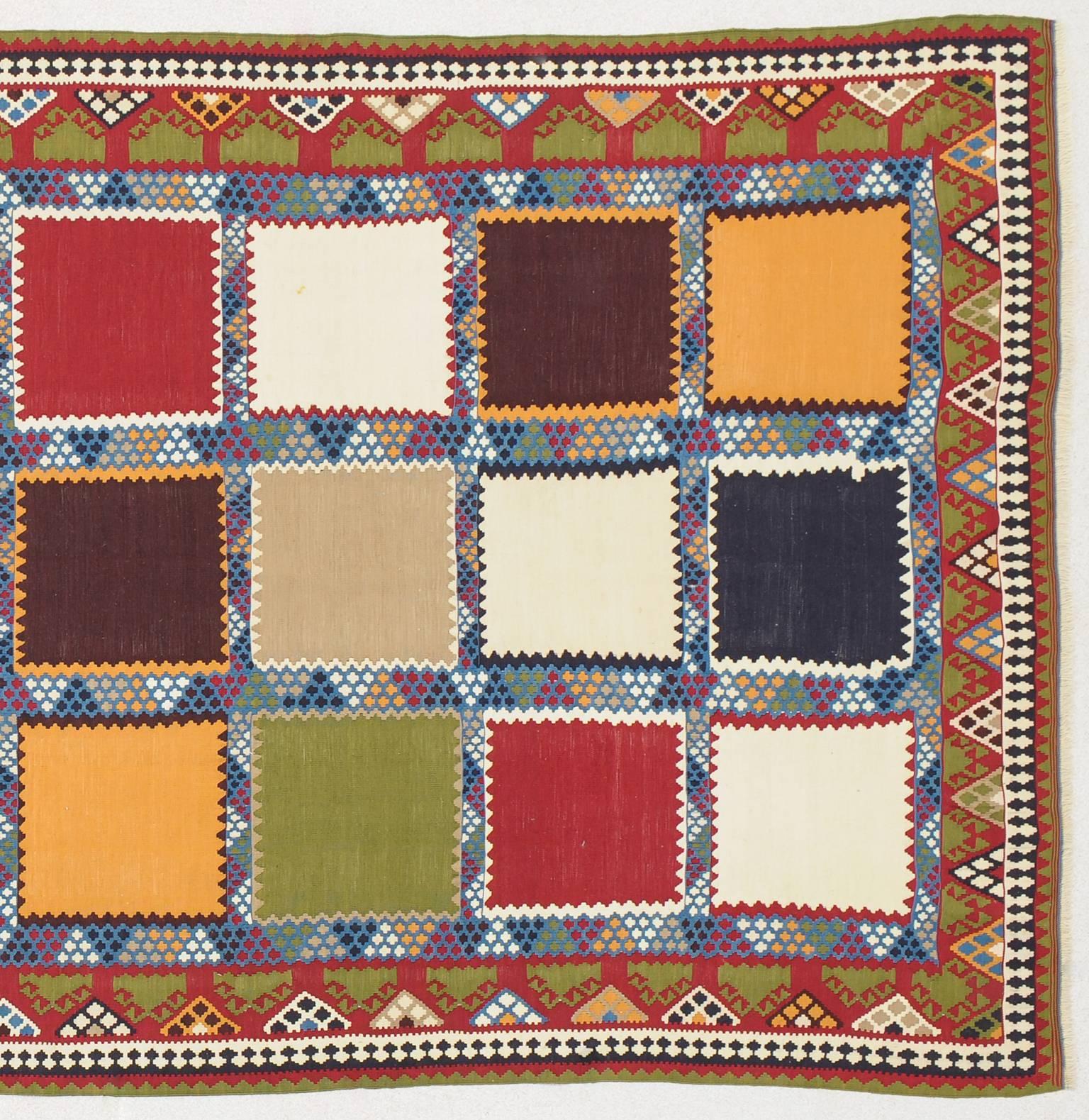 Azerbaijani Vintage Kilim in Wonderful Colors For Sale