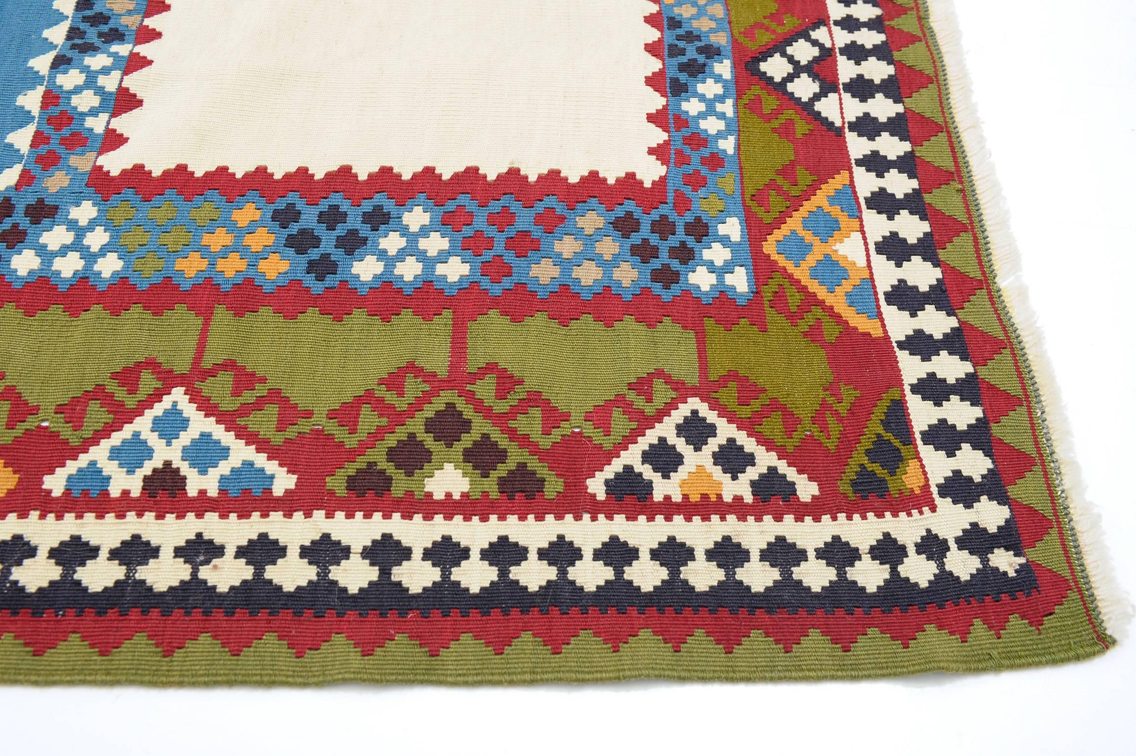 Wool Vintage Kilim in Wonderful Colors For Sale