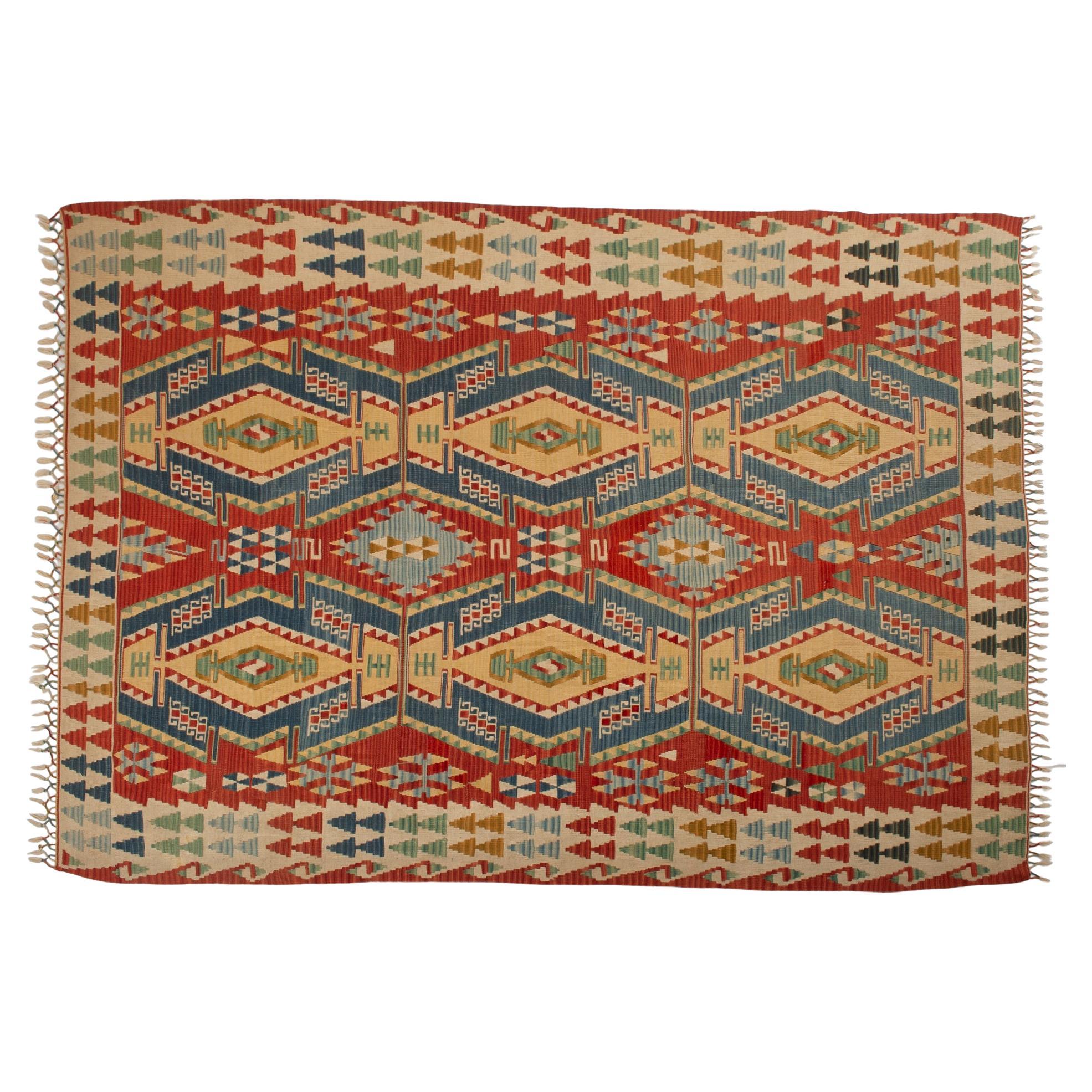 nr. 1009 - The classic cheerful Turkish kilim: where environments bring joy. It was a job for girls in the town Keissary, the antique Roman Cesarea, but not anymore.
Best price now, because I want to close my activities.