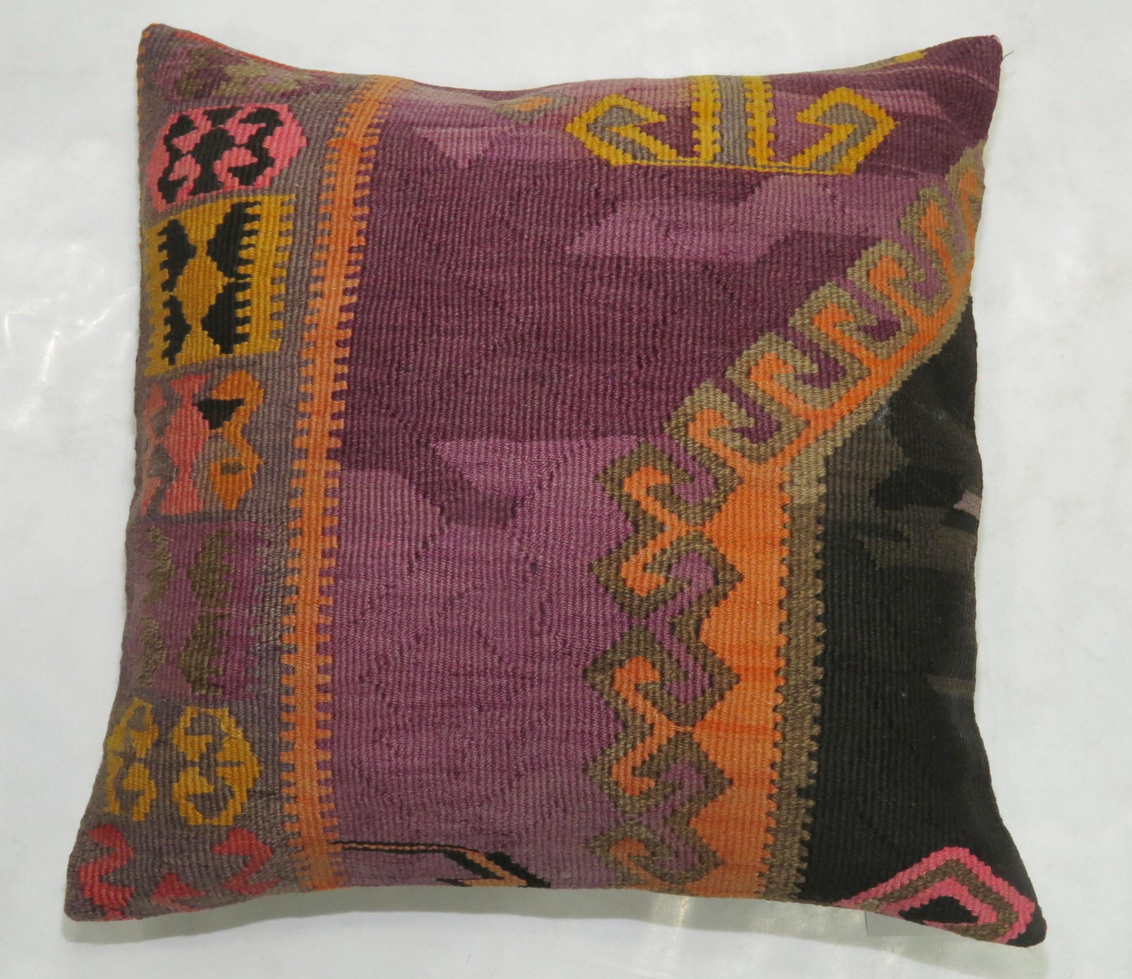 20th century antique Turkish Kilim pillow in purple

Measure: 19'' x 20''.
