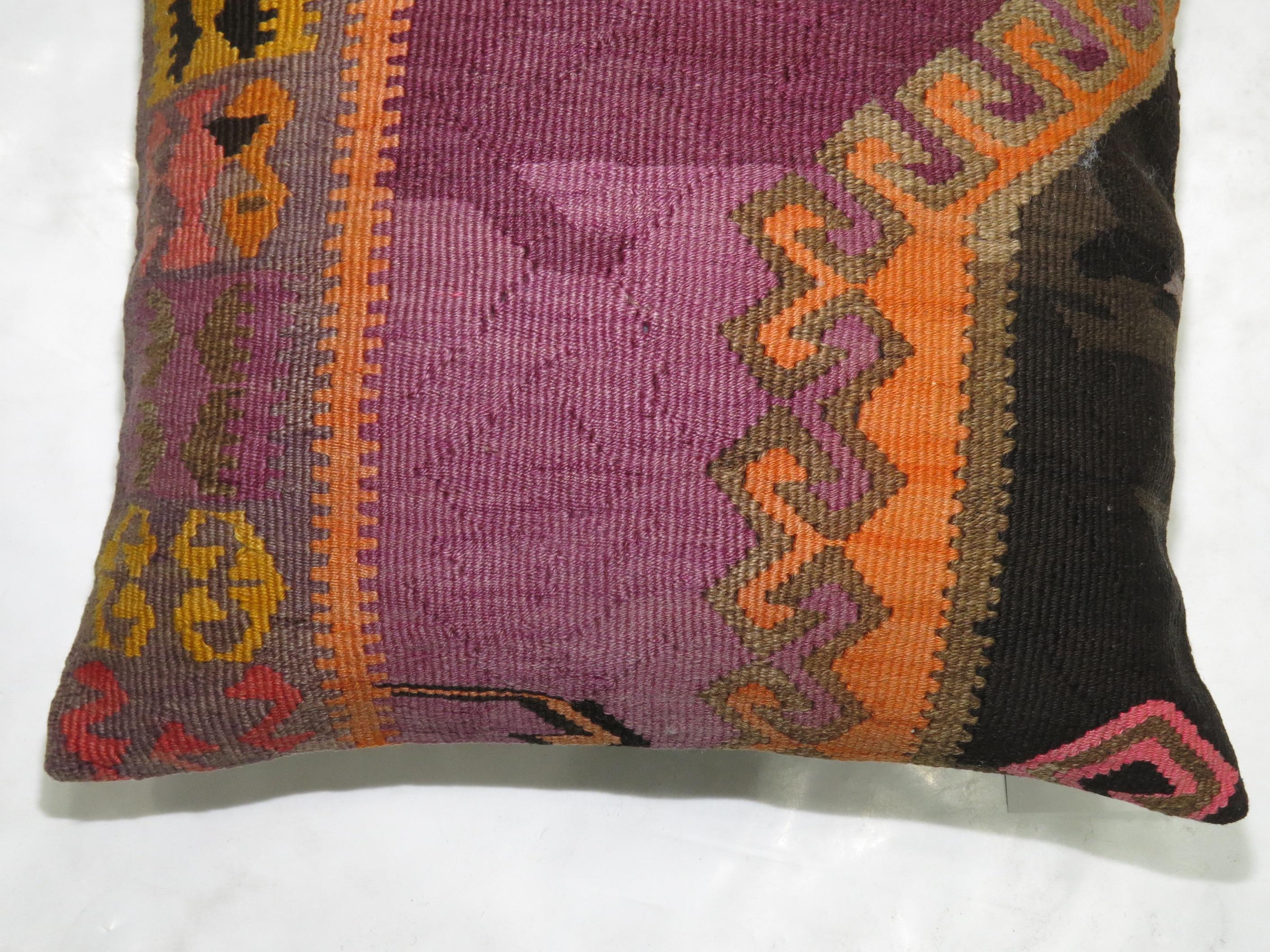Hand-Knotted Vintage Kilim Pillow For Sale