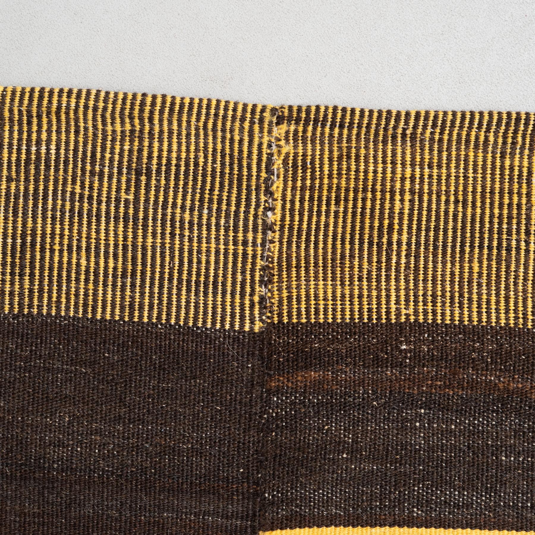Vintage Kilim Rug – 2000s, Earthy Brown and Yellow Tones Bauhaus Inspired For Sale 1