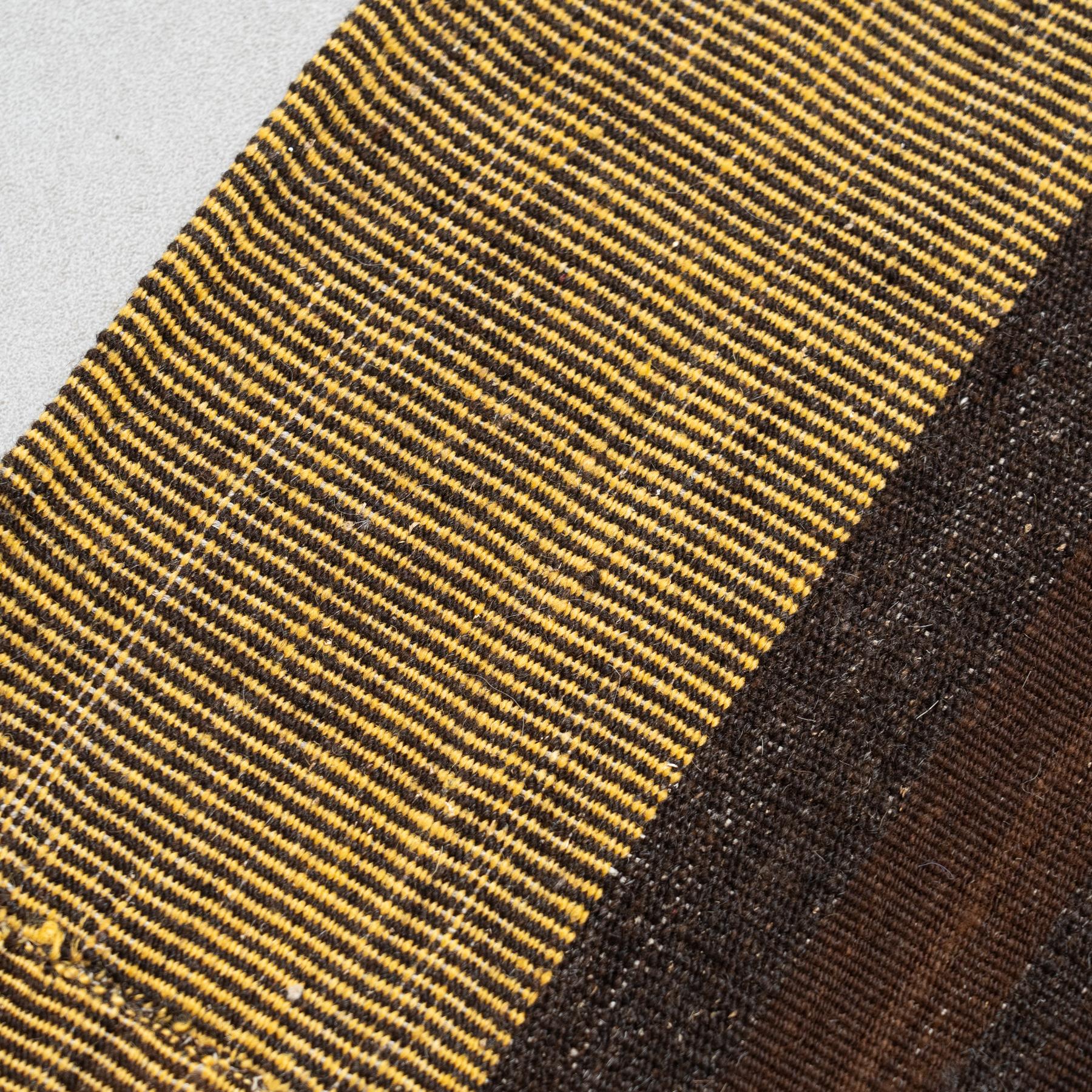 Vintage Kilim Rug – 2000s, Earthy Brown and Yellow Tones Bauhaus Inspired For Sale 2