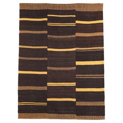 Vintage Kilim Rug – 2000s, Earthy Brown and Yellow Tones Bauhaus Inspired