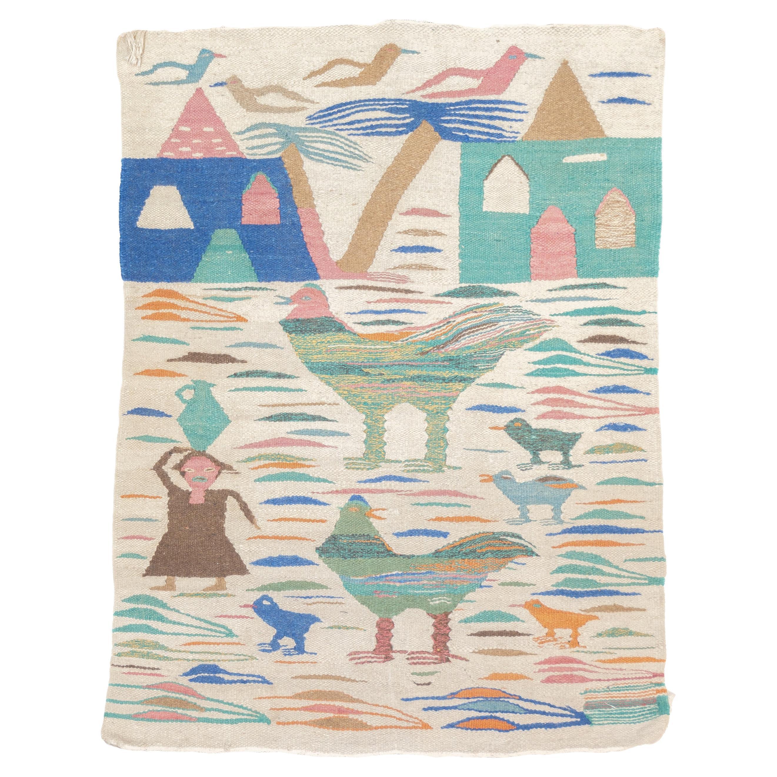 Vintage Kilim Rug 2'8" x 3'6" For Sale