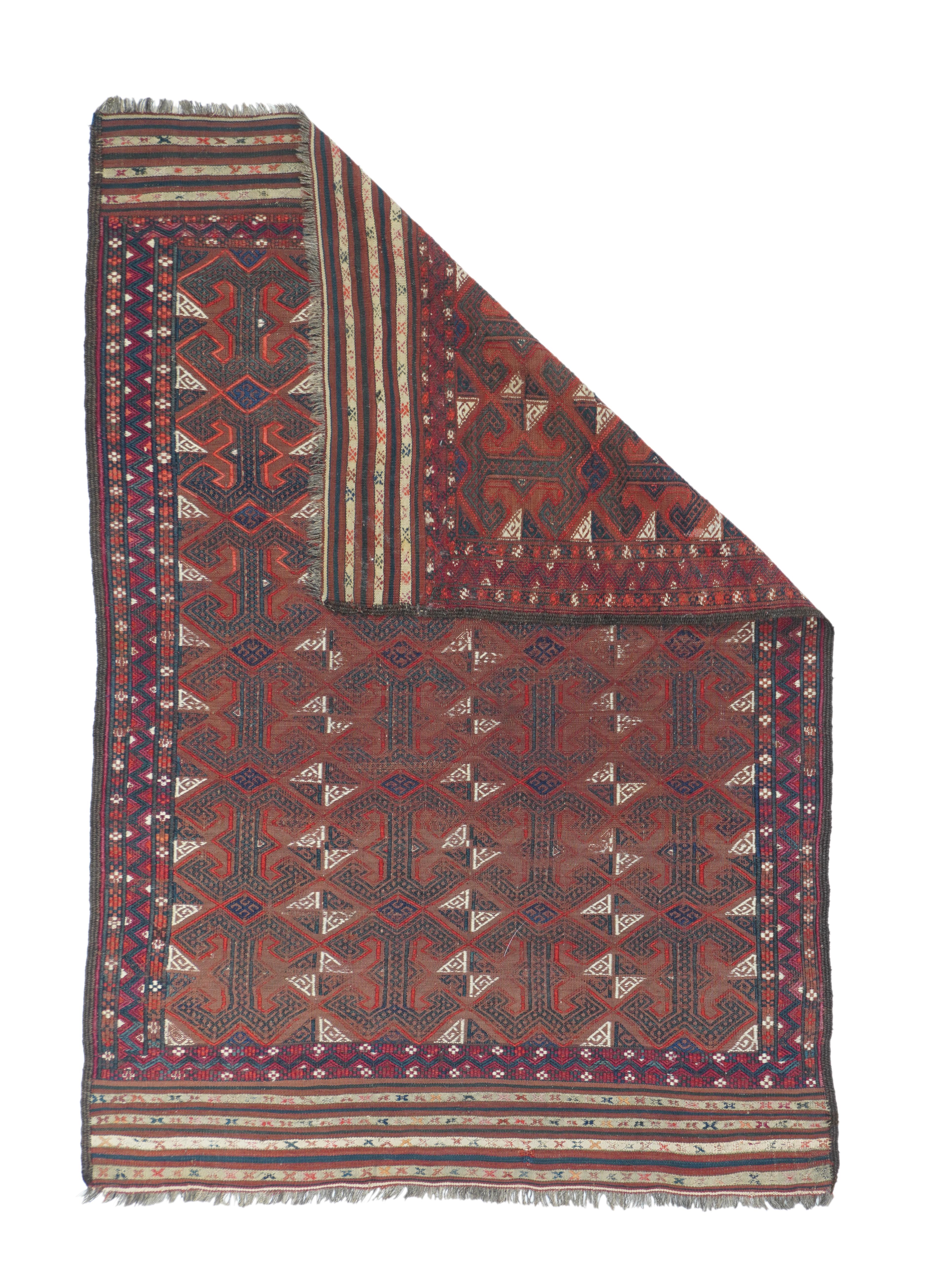 Vintage Kilim rug measures 3'4'' x 4'11''.