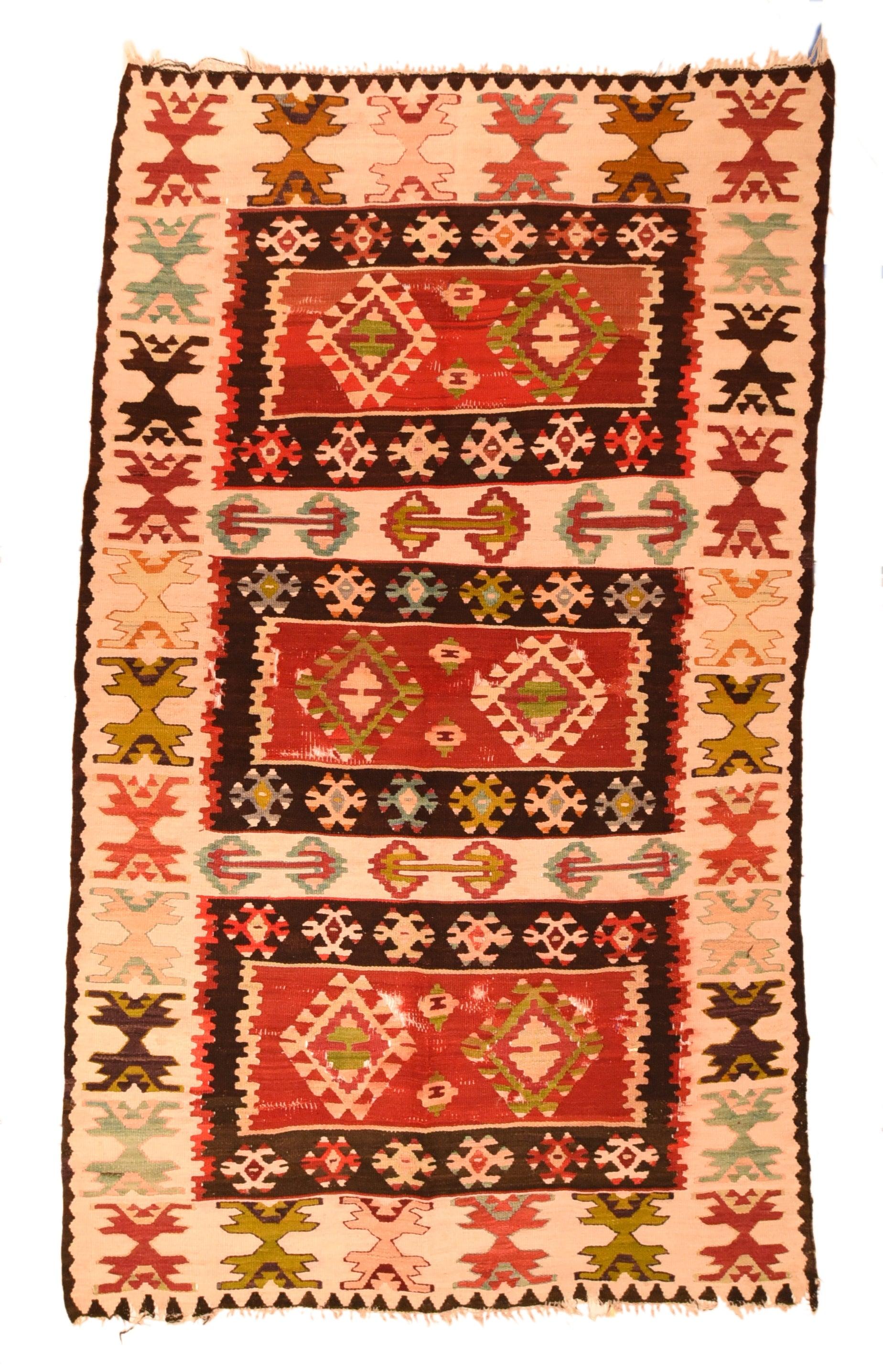 Turkish Vintage Kilim Rug 4'0