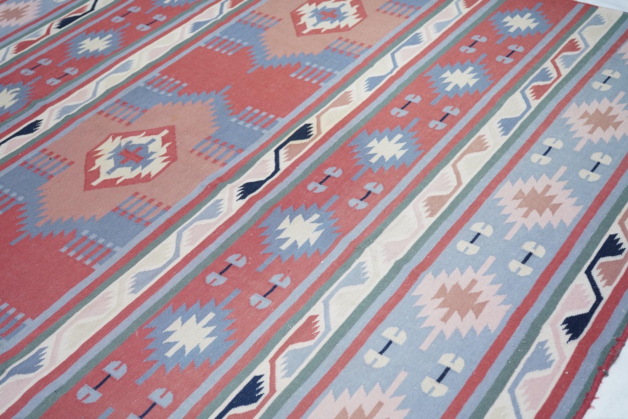 Wool Vintage Kilim Rug 9'1'' x 12'3'' For Sale