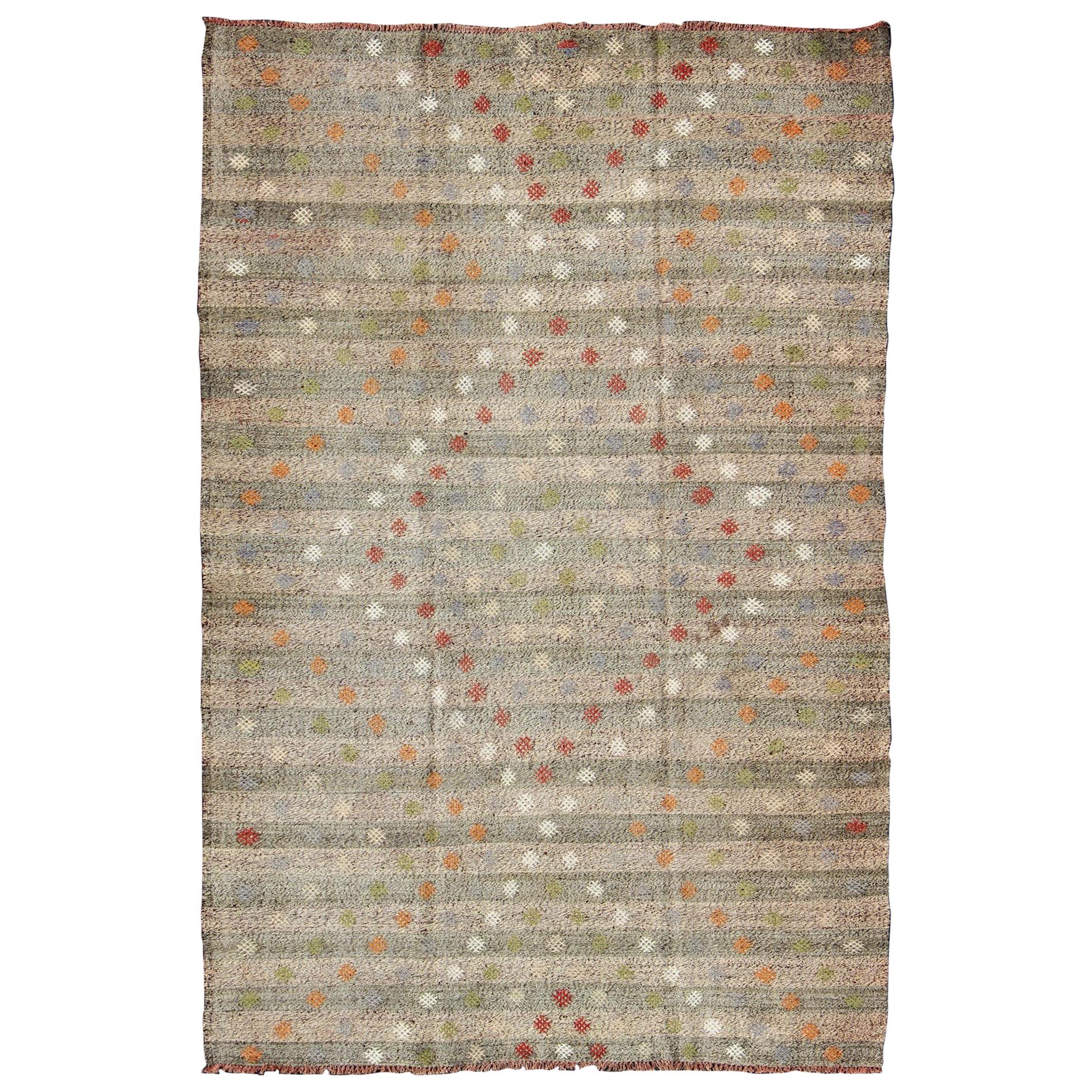 Vintage Kilim Rug from Turkey with All-Over Diamond Pattern