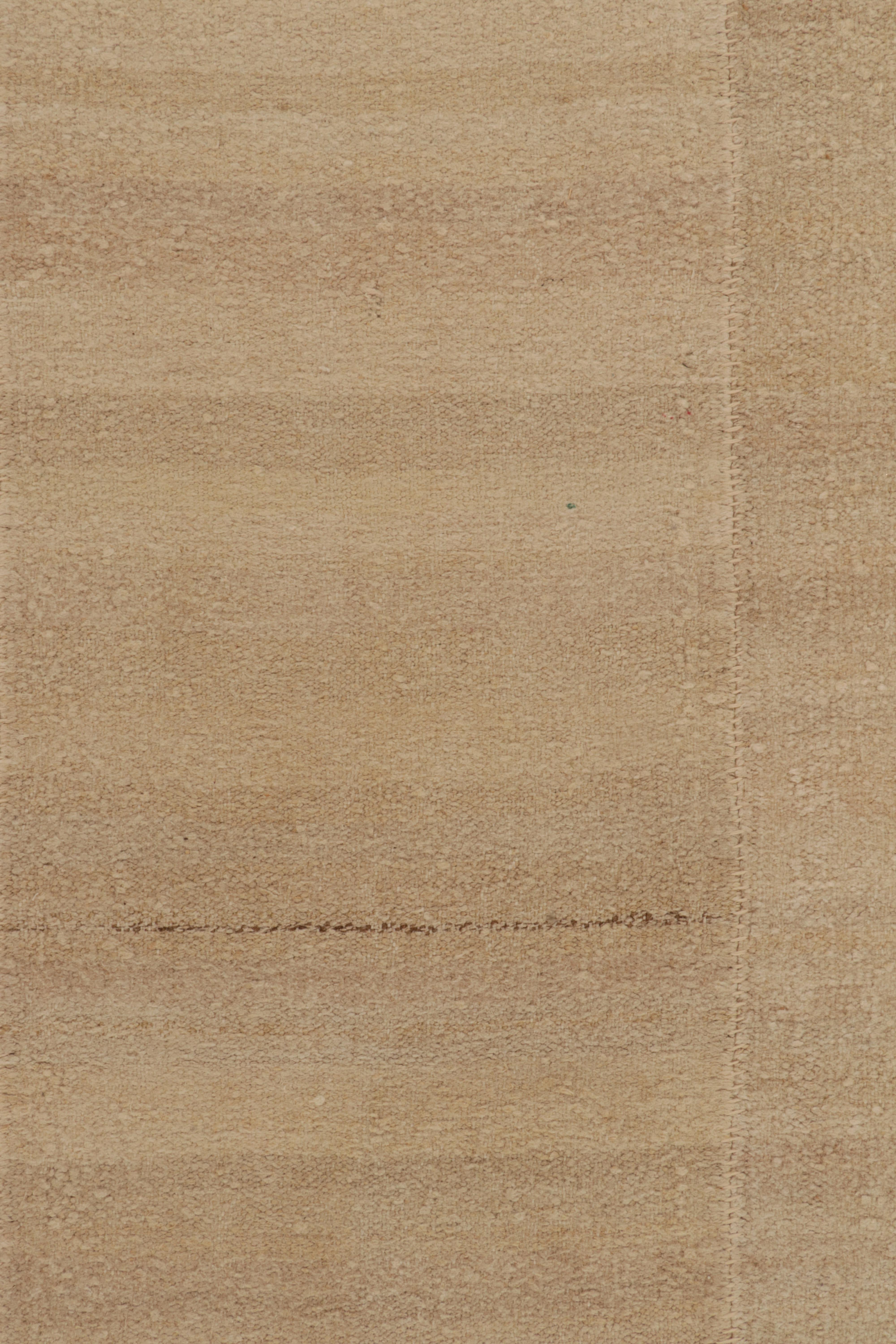 Mid-20th Century Vintage Kilim Rug in Beige-Brown Panel Style with Striae by Rug & Kilim For Sale