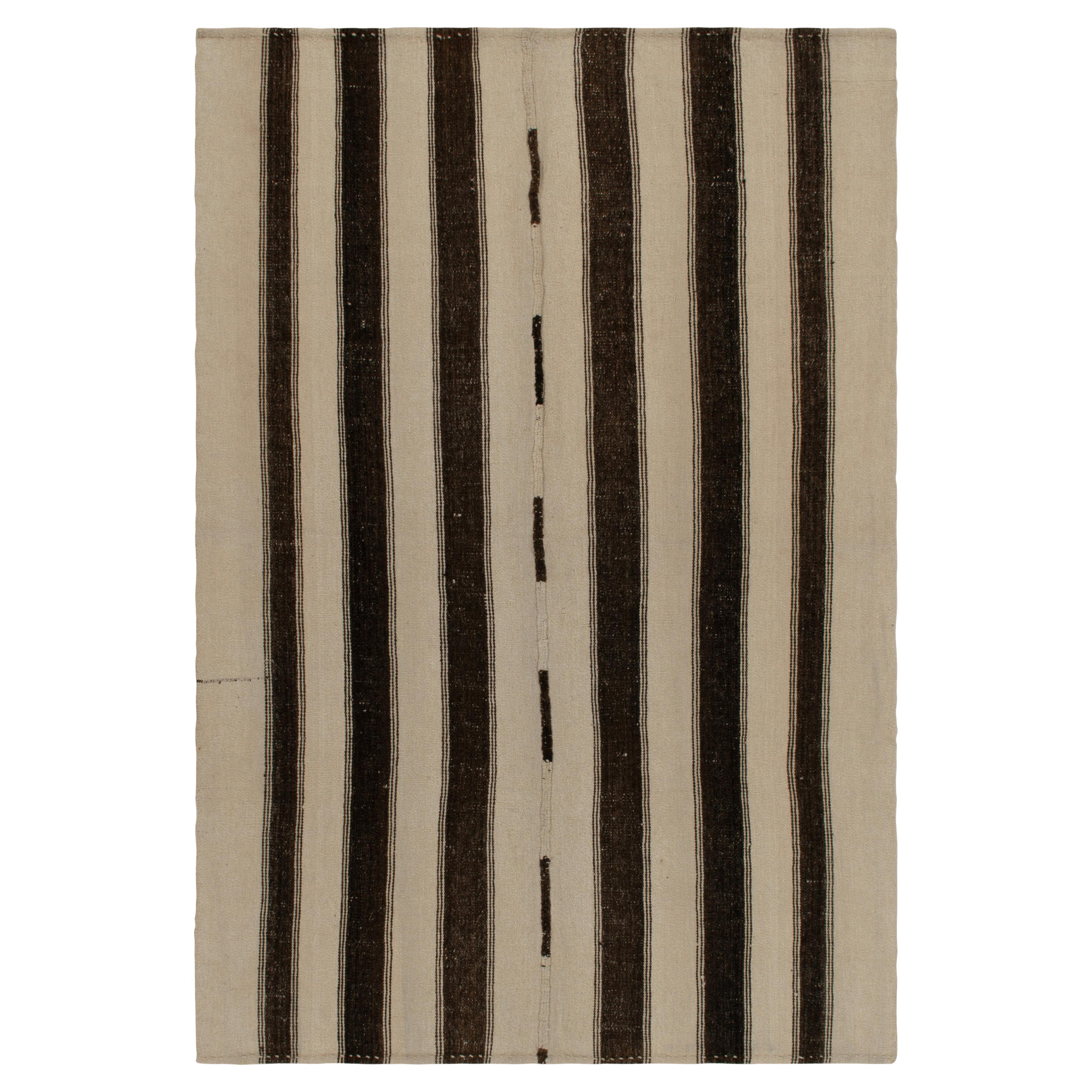 Vintage Kilim rug in Beige, Brown Striations by Rug and Kilim For Sale ...