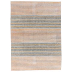 8.6x11.7 Ft Vintage Kilim Rug in Pastel Colors, Flat-Weave Floor Covering Carpet