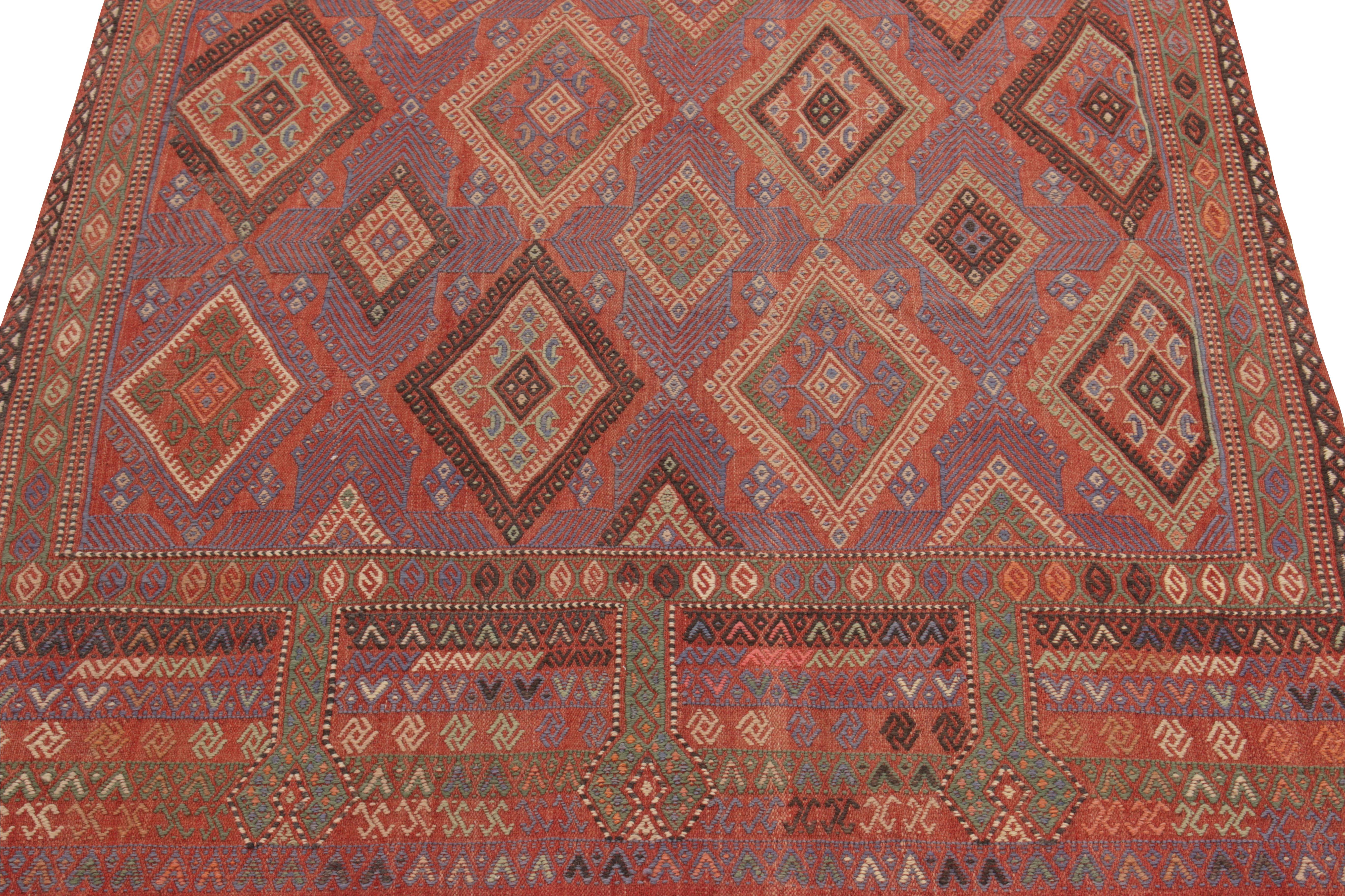 Tribal Vintage Kilim Rug in Polychromatic Diamond Patterns by Rug & Kilim For Sale