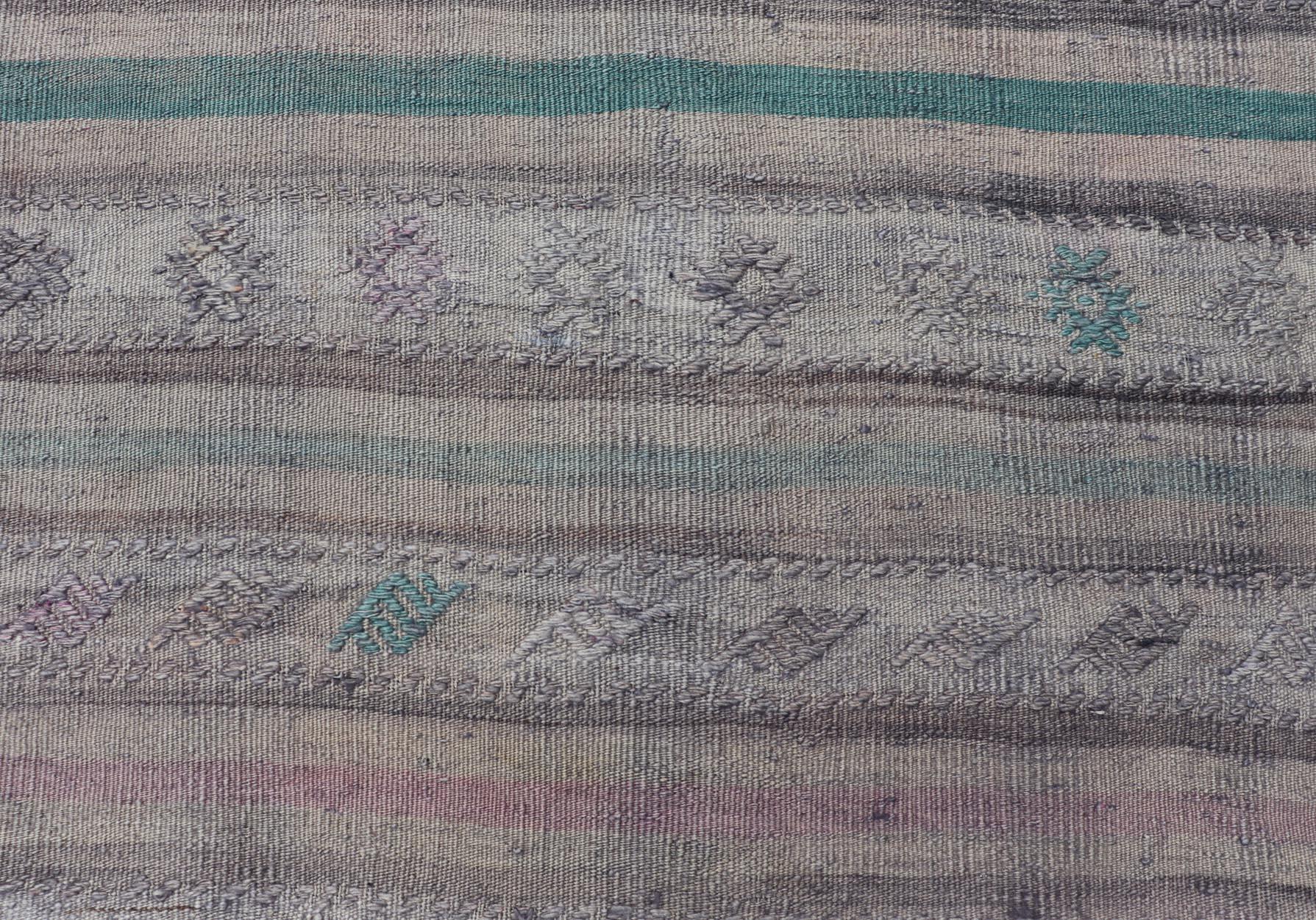 Vintage 1950s Turkish Kilim Rug with Striped Design, 3' x 4'8