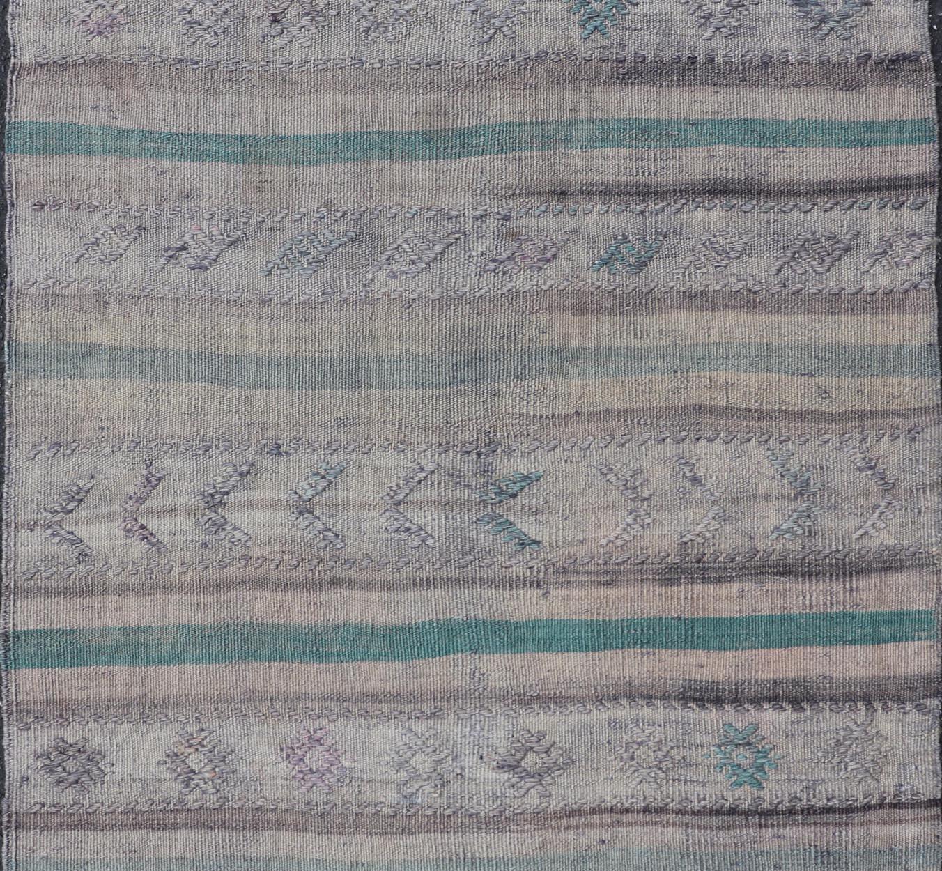 Vintage 1950s Turkish Kilim Rug with Striped Design, 3' x 4'8