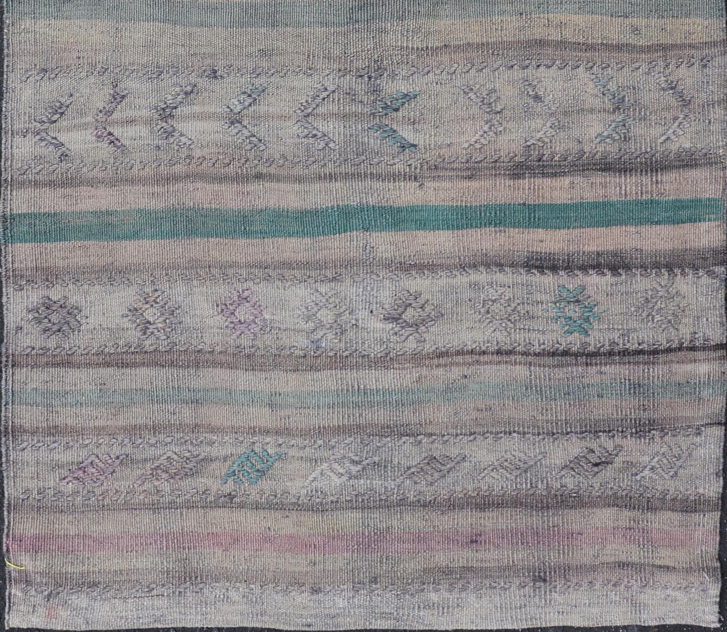Vintage 1950s Turkish Kilim Rug with Striped Design, 3' x 4'8