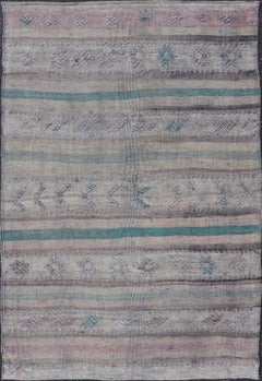 Vintage Kilim Rug in Stripe design by Keivan Woven Arts  3' X 4'8