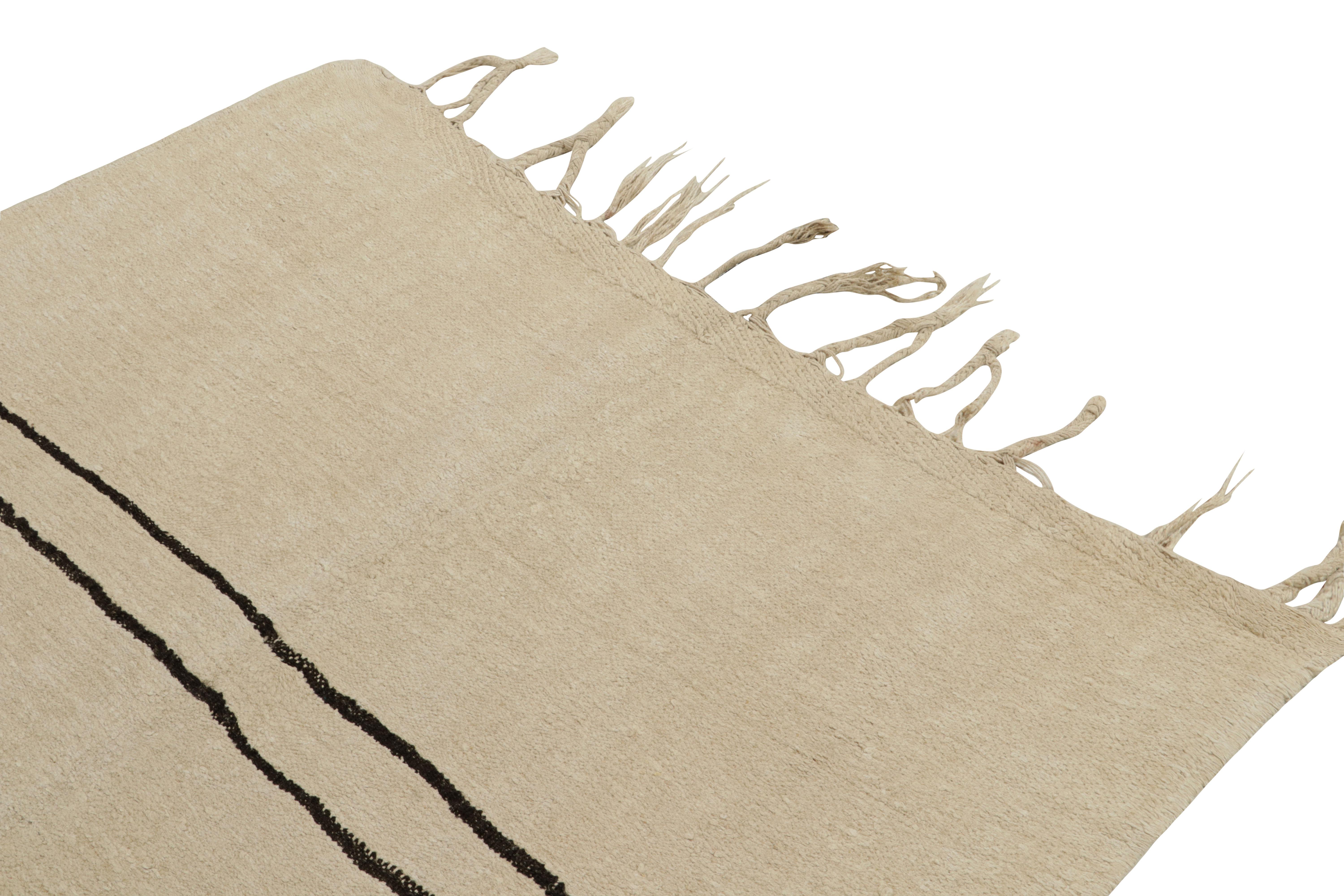 Vintage Kilim Rug in White with Black Stripes Tribal Pattern by Rug & Kilim In Good Condition For Sale In Long Island City, NY