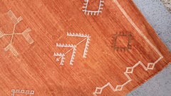 Vintage Kilim Rug Moroccan Orange Geometric Handmade Flatweave Carpet Livingroom