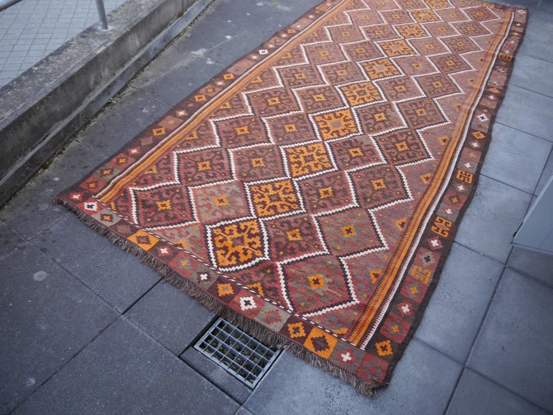 Alfombra Kilim Vintage Alfombra afgana semi antigua de gran tamaño 12 x 5 pies  363 x 153 cm en venta 12